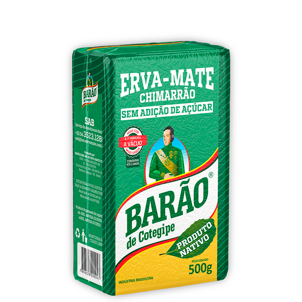VACUUM-PACKED NATIVE BARÃO CHIMARRÃO YERBA MATE 500 gr.